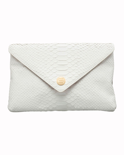 Elaine Turner- Bella Clutch- Cloud White Snake
