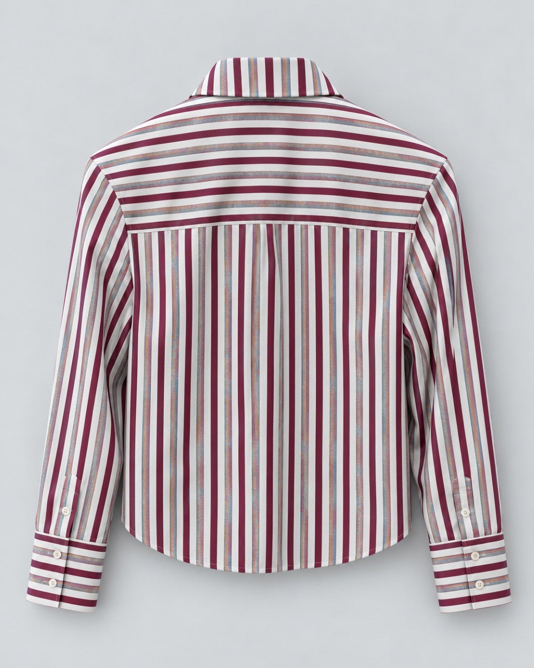 CISSA- The Belle Shirt in Torino Stripe. Available at Edit by Elaine Turner in Houston, TX. Back flat Lay view. 