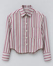 CISSA- The Belle Shirt in Torino Stripe. Available at Edit by Elaine Turner in Houston, TX. Front flat Lay view. 