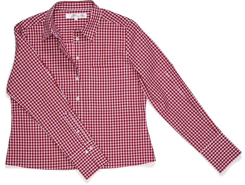 The Crop Shirt- Cranberry Check