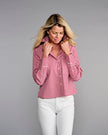 The Crop Shirt- Cranberry Check