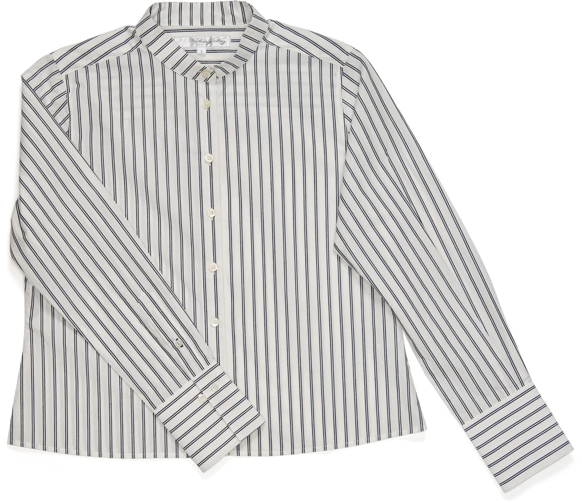 Claridge & King- The Banded Crop Shirt- Two Black Stripes - Edit by Elaine Turner