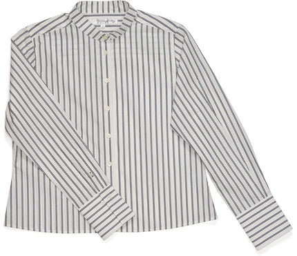 Claridge & King- The Banded Crop Shirt- Two Black Stripes - Edit by Elaine Turner