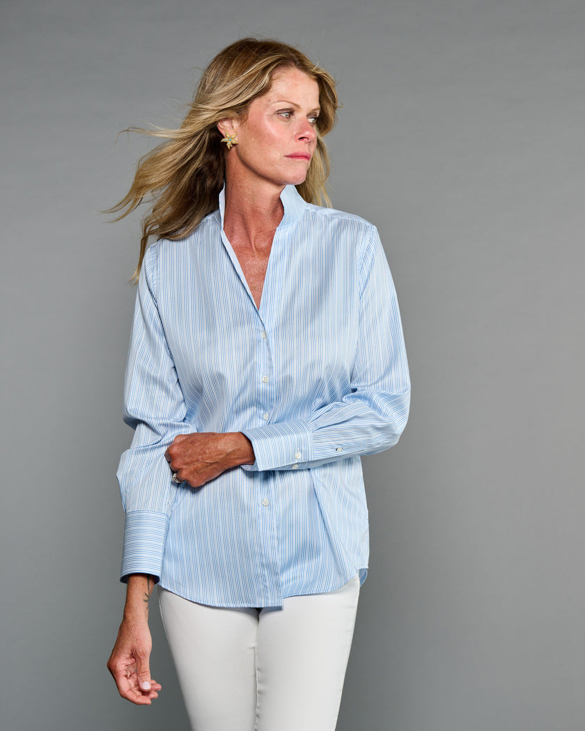 Claridge & King- The League- Blue Shadow Stripe - Edit by Elaine Turner