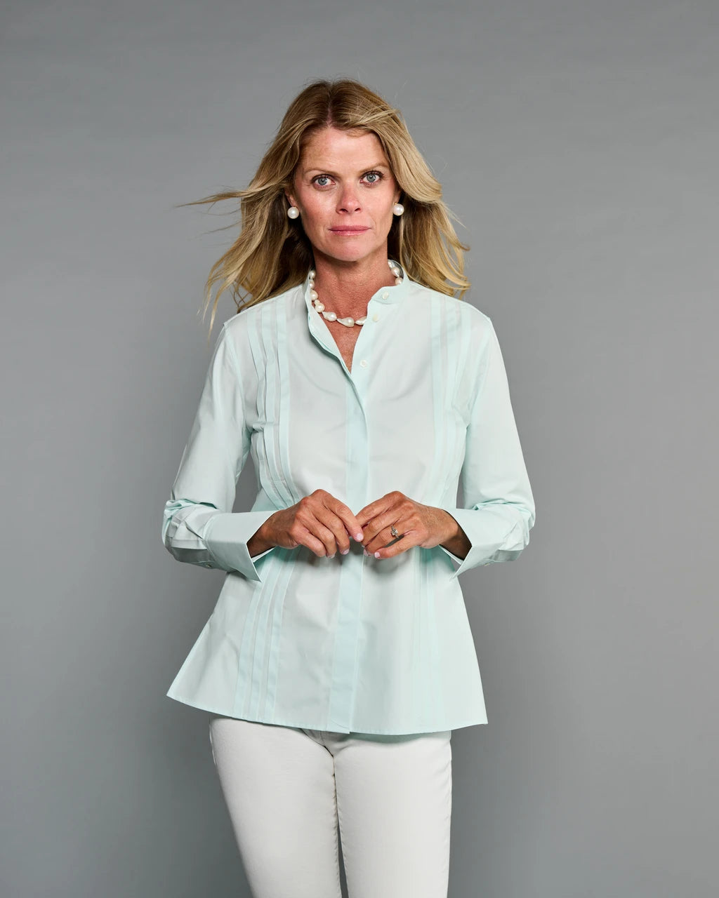 Claridge & King- The Annie Shirt- Cool Mint - Edit by Elaine Turner