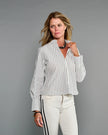 Claridge & King- The Banded Crop Shirt- Two Black Stripes - Edit by Elaine Turner