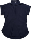 Claridge & King- The Cap Sleeve League Blouse- Midnight Seersucker - Edit by Elaine Turner