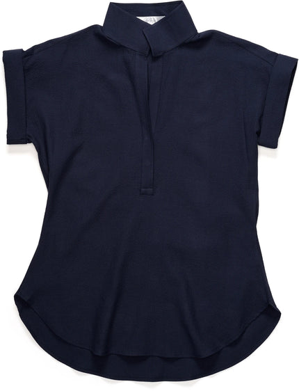 Claridge & King- The Cap Sleeve League Blouse- Midnight Seersucker - Edit by Elaine Turner