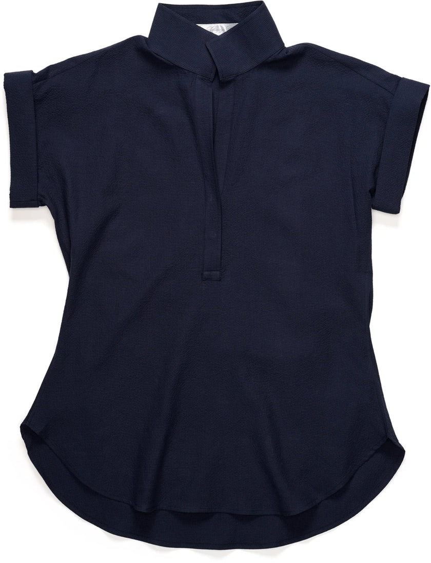 Claridge & King- The Cap Sleeve League Blouse- Midnight Seersucker - Edit by Elaine Turner