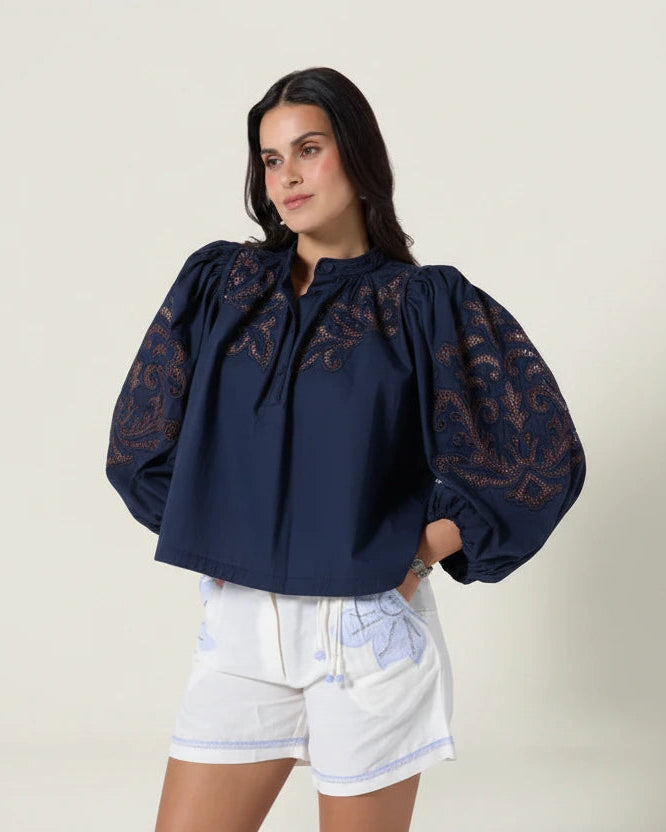Scarlett Poppies- Vesma Blouse- Midnight Ink - Edit by Elaine Turner