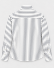 Claridge & King - The Crop Shirt in Black + White Stripe. Available at Edit by Elaine Turner in Houston, TX. Back Flat Lay View. 