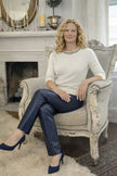Cortland Park Grace Sweater in Snow White. Available at Edit by Elaine Turner in Houston, TX. Front Model View. 