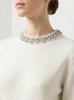 Cortland Park Grace Sweater in Snow White. Available at Edit by Elaine Turner in Houston, TX. Model Close Up View. 