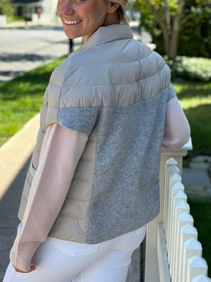 Cortland Park- Wellesley Vest - Grey. Available at Edit by Elaine Turner in Houston, TX. Back Model View. 