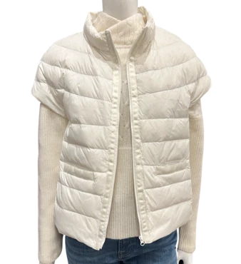 Cortland Park- Wellesley Vest - white & Snow. Available at Edit by Elaine Turner in Houston, TX. Front View. 