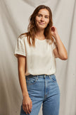 Delphine Satin Crew Neck Tee- Sugar