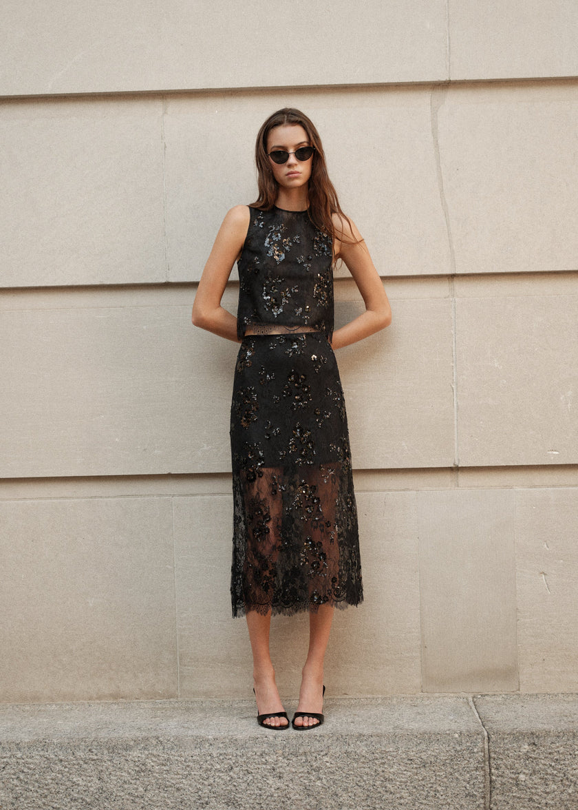 Aylin Sequin Lace Skirt