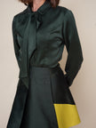 Daniel Gonzalez Anita Skirt Deep Ocean. Available at Edit by Elaine Turner in Houston, TX. Close Up Model View. 