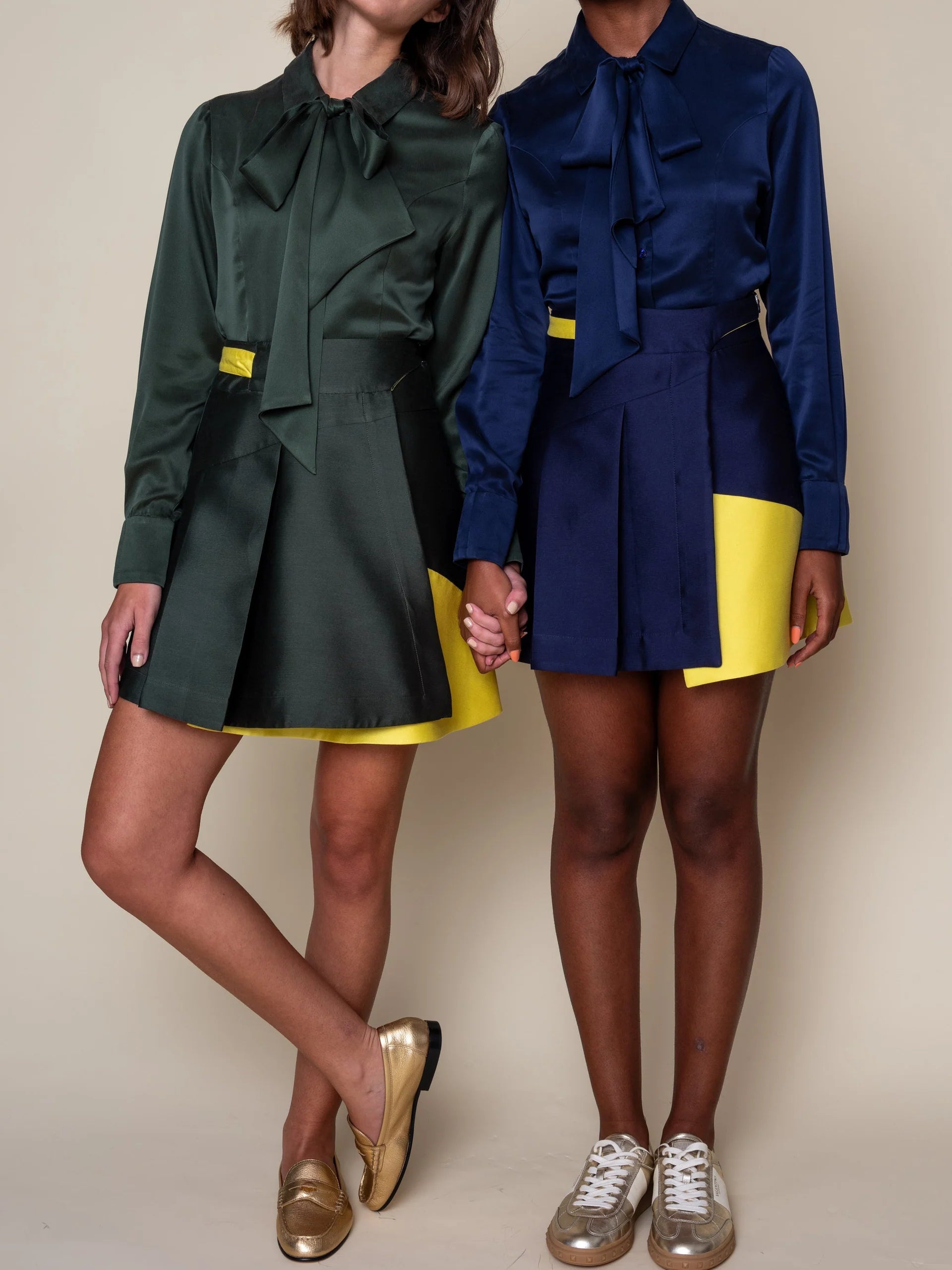Daniel Gonzalez Anita Skirt Deep Ocean. Available at Edit by Elaine Turner in Houston, TX. Front Model View. 