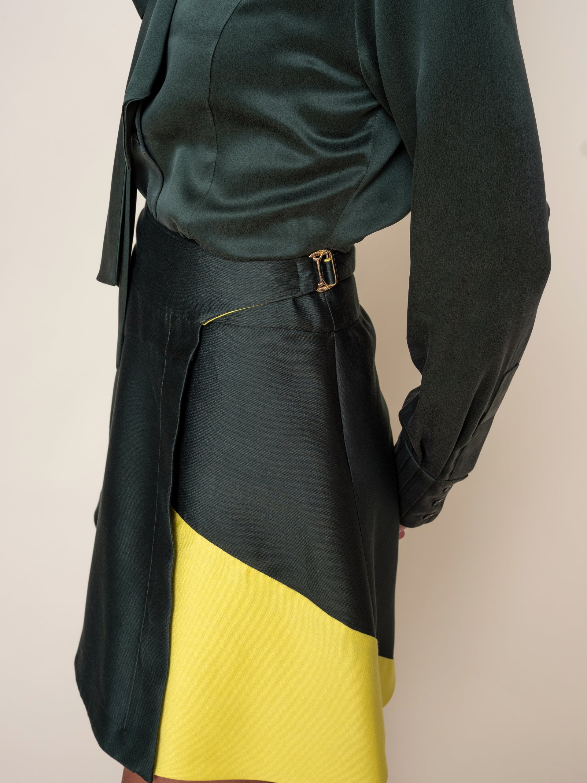 Daniel Gonzalez Anita Skirt Deep Ocean. Available at Edit by Elaine Turner in Houston, TX. Side Model View. 