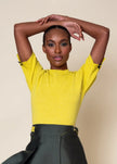 Daniel Gonzalez Lola Top in Chartreuse. Available at Edit by Elaine Turner in Houston, TX. Front Model View. 
