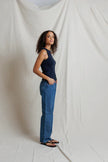 Perfect White Tee- Daphne Heavy Rib High Neck Tank- Navy - Edit by Elaine Turner