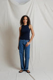 Perfect White Tee- Daphne Heavy Rib High Neck Tank- Navy - Edit by Elaine Turner