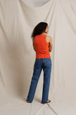Perfect White Tee- Daphne Heavy Rib High Neck Tank- Clementine - Edit by Elaine Turner