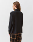 Diega Cianta Blouse in Marine. Available at Edit by Elaine Turner in Houston, TX. Full model back view. 