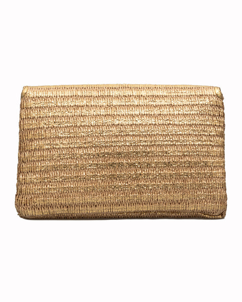 Elaine Turner- Bella Clutch- Gold Raffia