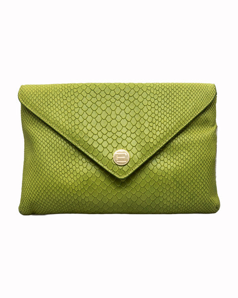 Elaine Turner- Bella Clutch- Chartreuse Lizard