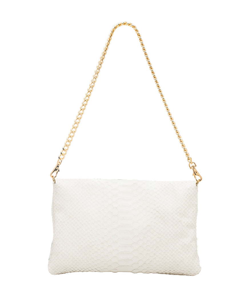 Elaine Turner- Bella Clutch- Cloud White Snake