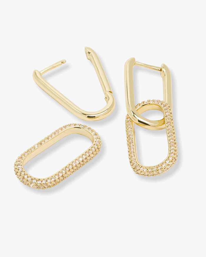 Carrie Pave Chain Covertible Huggies- Gold