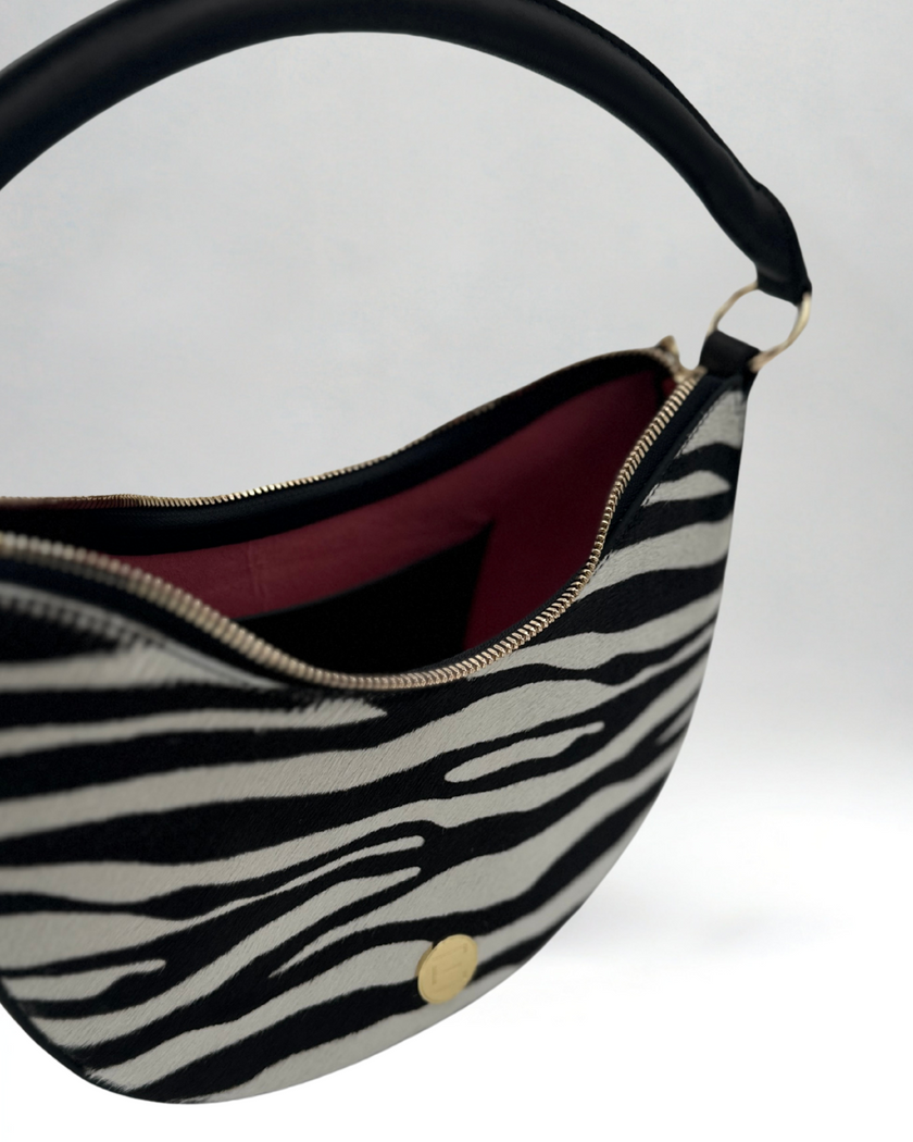 Sawyer Shoulder Bag- Zebra Haircalf