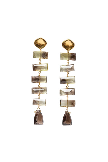 CHAN LUU- Fishbone Smokey Quartz Drop Earrings