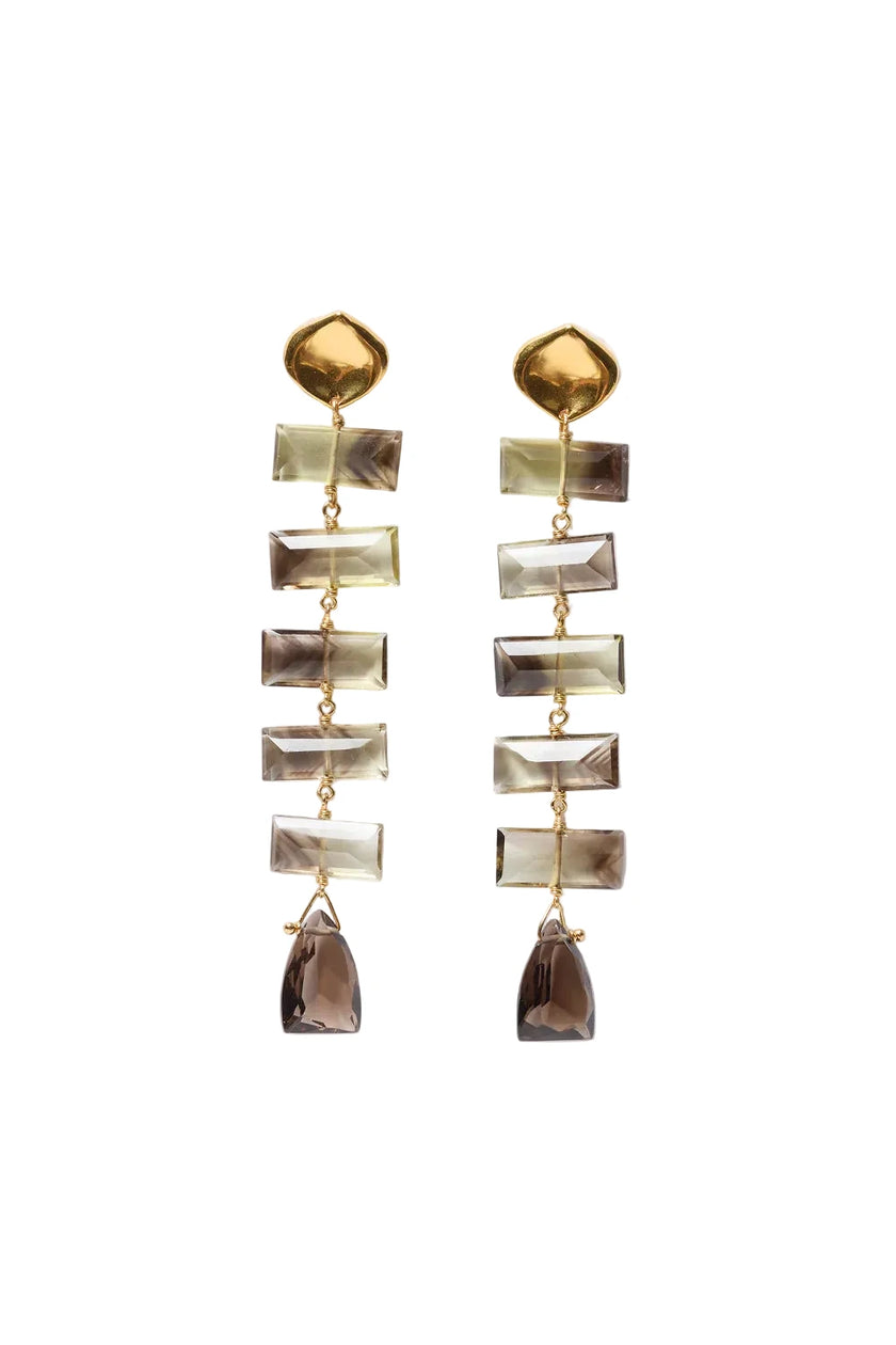 CHAN LUU- Fishbone Smokey Quartz Drop Earrings - Edit by Elaine Turner