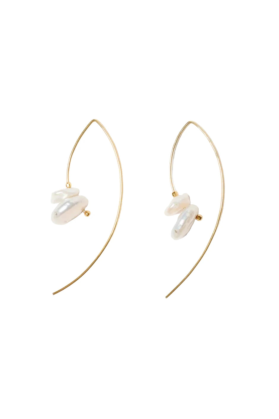 CHAN LUU- Wire Thread White Pearl Earrings - Edit by Elaine Turner