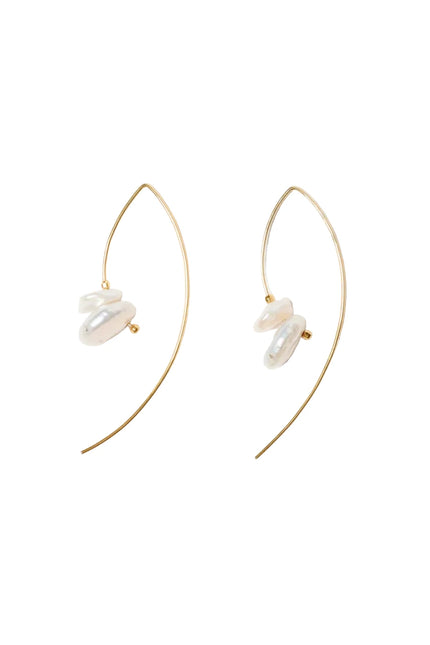 CHAN LUU- Wire Thread White Pearl Earrings - Edit by Elaine Turner