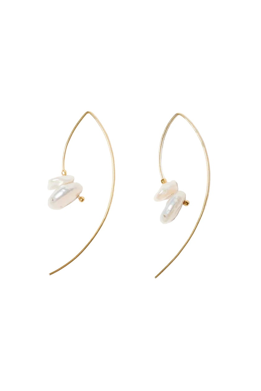 CHAN LUU- Wire Thread White Pearl Earrings - Edit by Elaine Turner