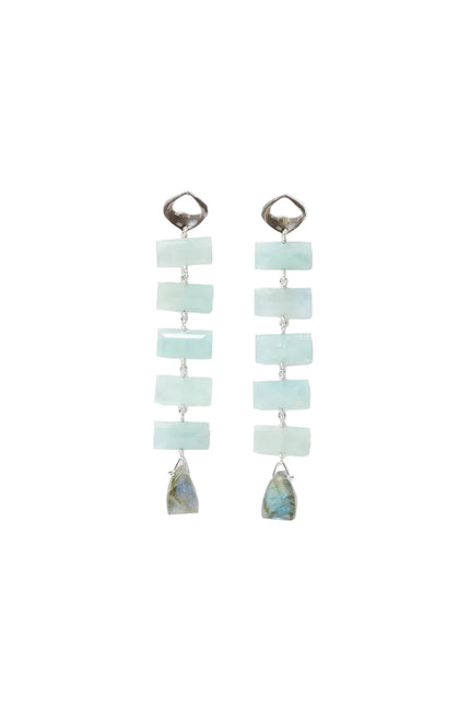 CHAN LUU- Fishbone Aquamarine Drop Earrings