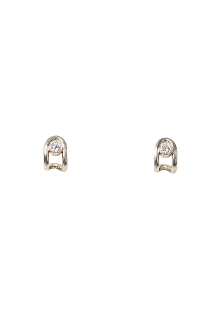 Diamond Arc Huggies- Silver