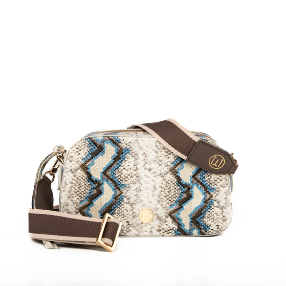 Elaine Turner- Jackie Camera Bag- Blue Multi Python - Edit by Elaine Turner
