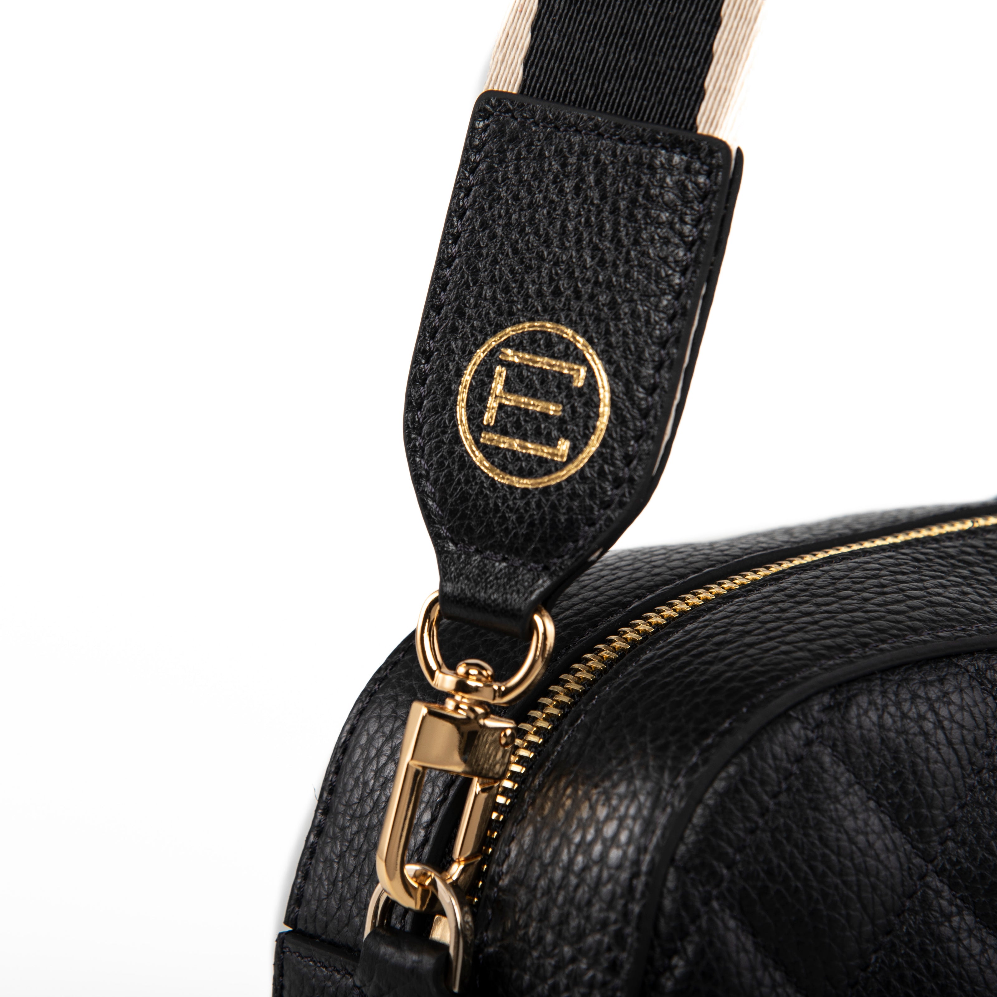 Jackie Camera Bag- Black Quilted Pebble Leather