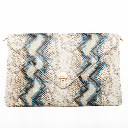 Bella Clutch- Blue Multi Python