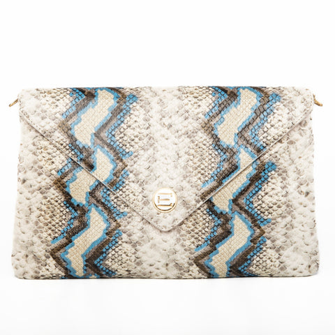 Bella Clutch- Blue Multi Python