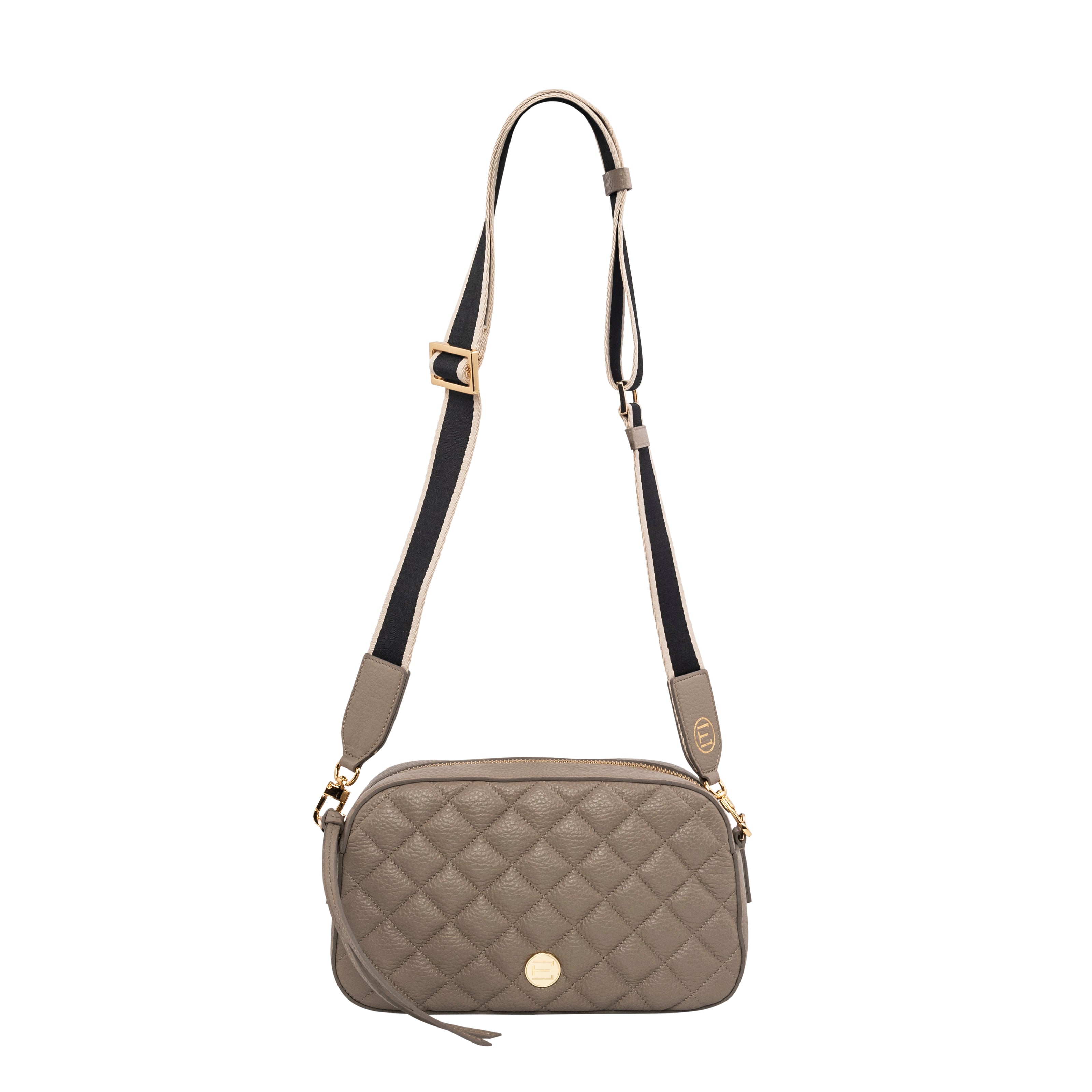 Jackie Camera Bag- Taupe Quilted Pebble Leather