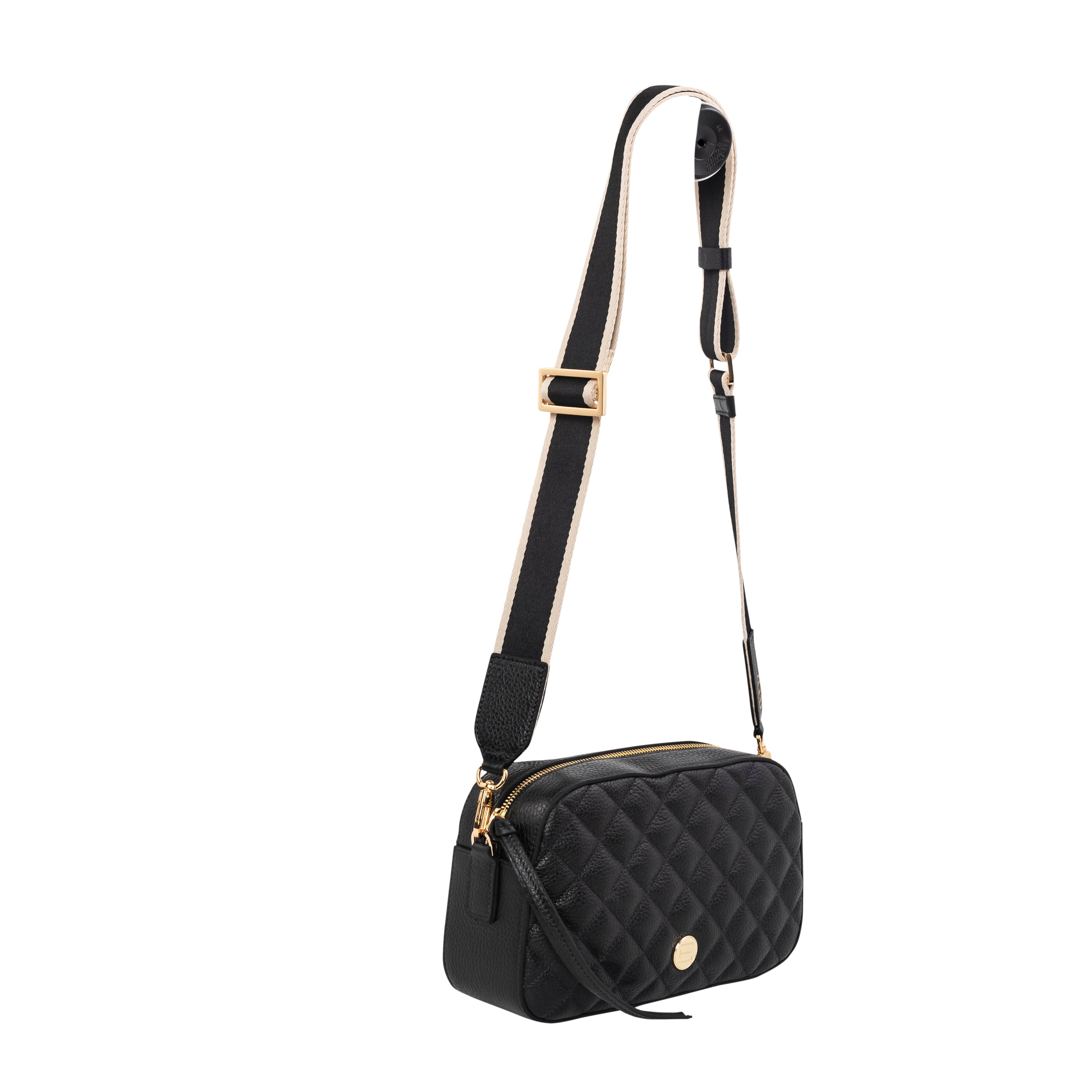 Jackie Camera Bag- Black Quilted Pebble Leather