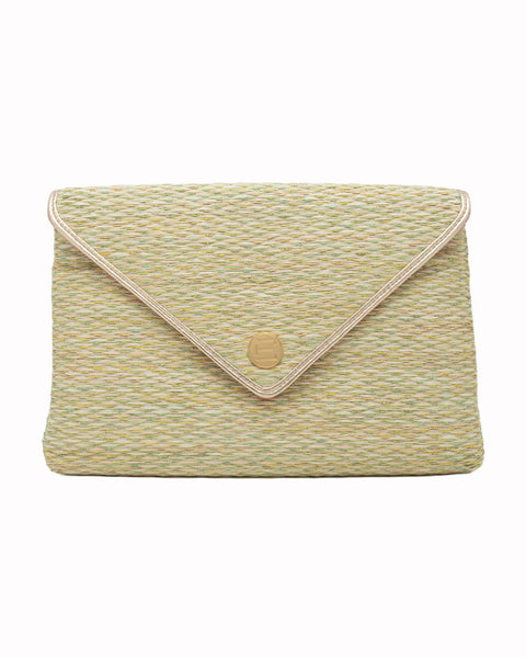 Elaine Turner- Bella Clutch- Citrine Grasscloth