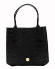 Elaine Turner- Mauney Satchel Bag- Black Embossed Croc - Edit by Elaine Turner