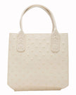 Elaine Turner- Mauney Satchel Bag- White Embossed Studded Leather